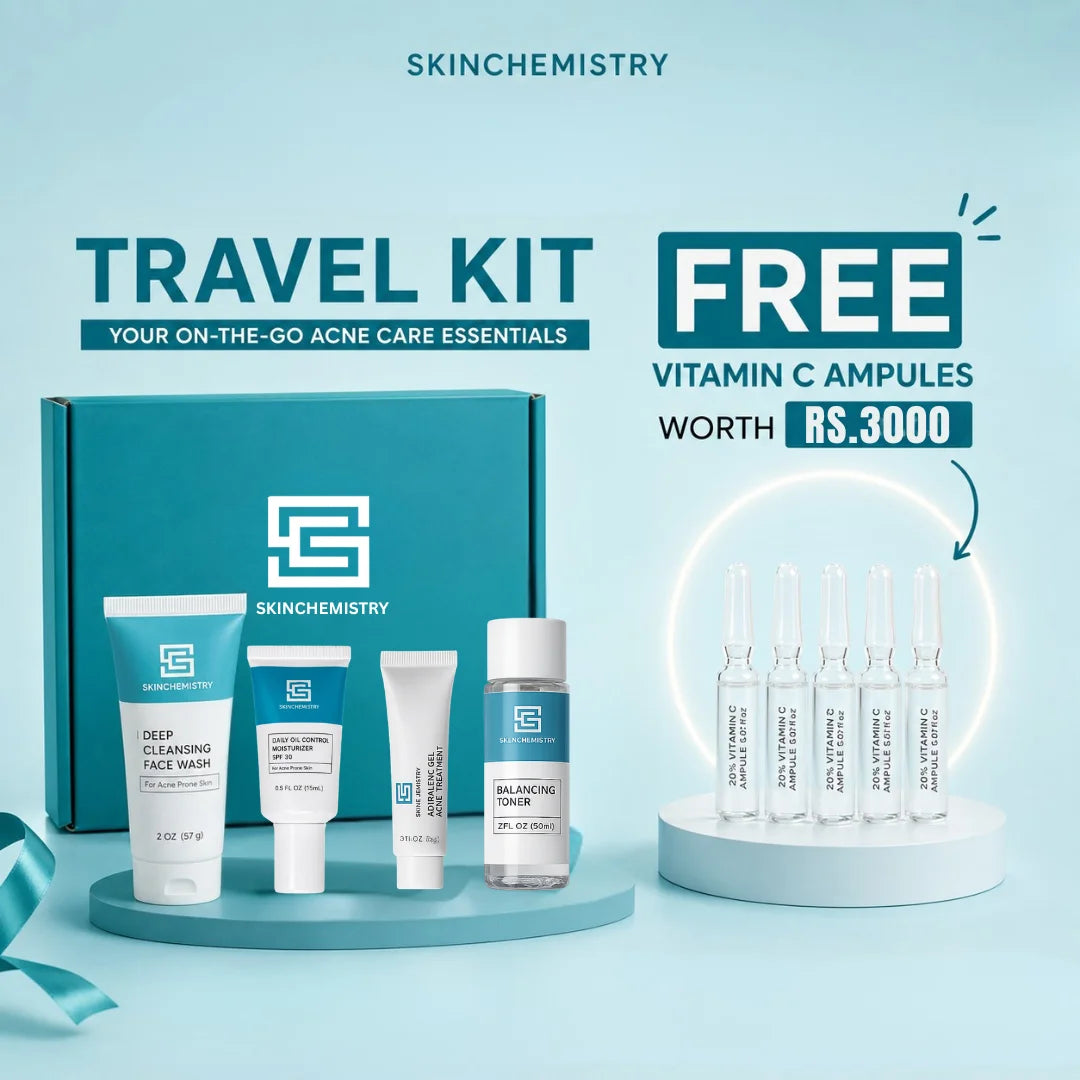 Anti-Acne Skincare Routine – Travel Kit + Free 20% VITAMIN C AMPULE